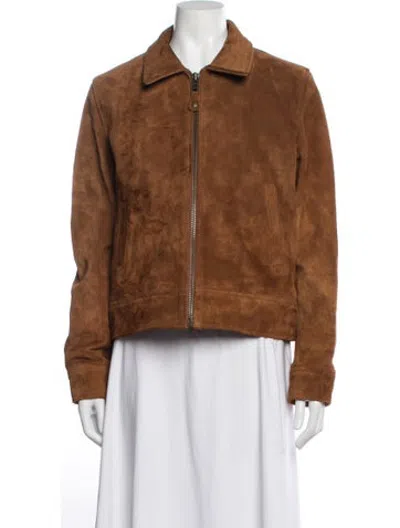 Pre-owned Schott Leather Jacket In Brown