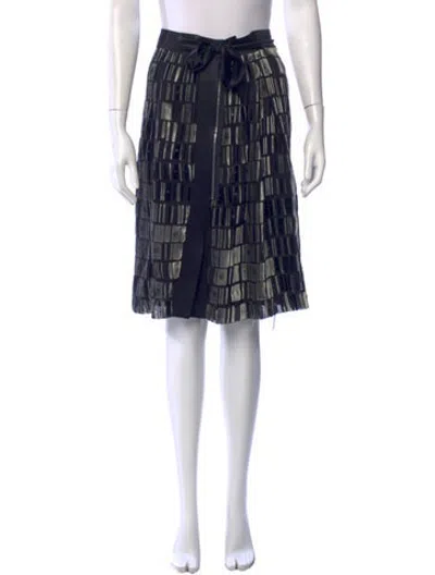 Pre-owned Schumacher Patterned Midi Length Skirt In Blue