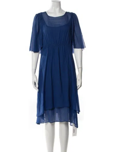 Pre-owned Schumacher Silk Midi Length Dress In Blue
