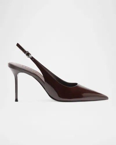 Schutz 90mm Paola Patent Leather Slingback Pumps In Brown