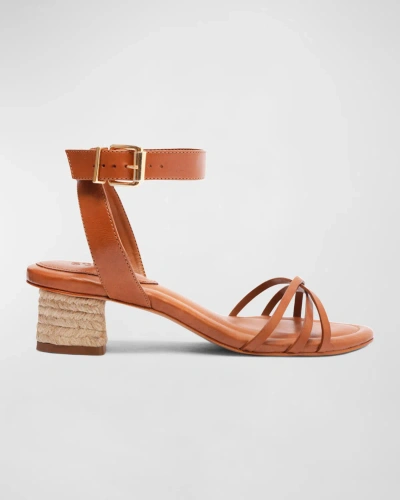 Schutz Alexandra Leather Ankle-strap Sandals In Miele