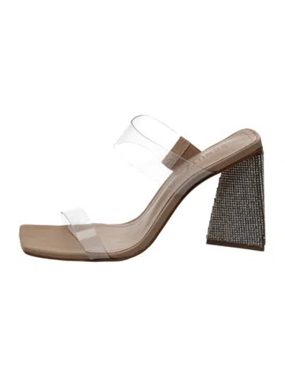 Pre-owned Schutz Crystal Embellishments Slides In Clear/neutrals