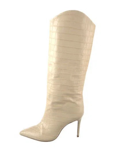 Pre-owned Schutz Embossed Leather Animal Print Boots In Neutrals