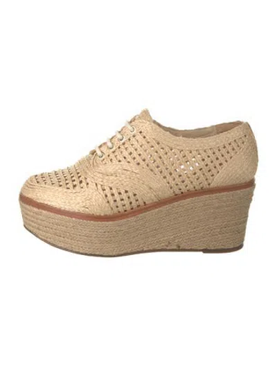 Pre-owned Schutz Raffia Patterned Espadrille Sneakers In Neutrals