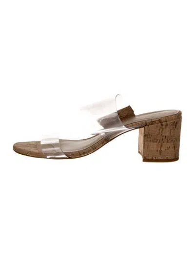 Pre-owned Schutz Slides In Clear/neutrals