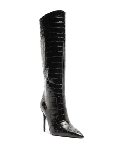 Schutz Women's Samira Croc Embossed Leather Knee High Boots In Black