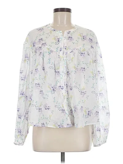Pre-owned Scoop Long Sleeve Blouse In White