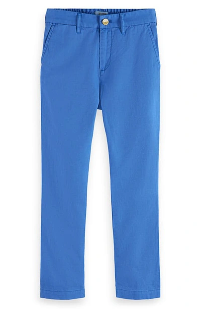 Scotch & Soda Kids' Loose Tapered Leg Cotton & Linen Trousers In 6897 Tile Blue