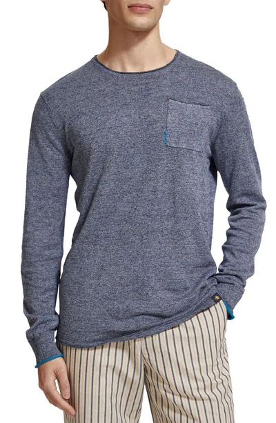 Scotch & Soda Linen & Cotton Sweater In Navy