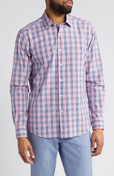 Scott Barber Bold Plaid Button-up Shirt In Rose