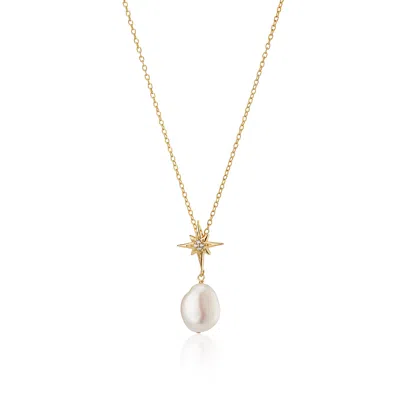 Scream Pretty Women's Gold Sparkling Star & Pearl Necklace