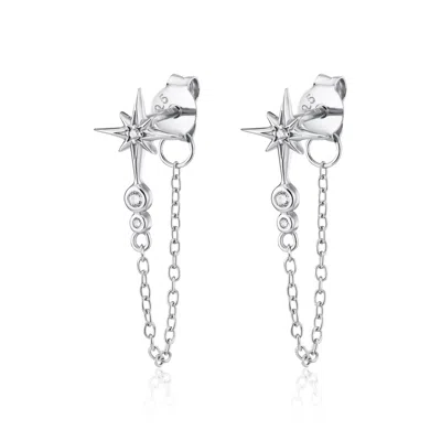 Scream Pretty Women's Silver Chained Star Stud Earrings