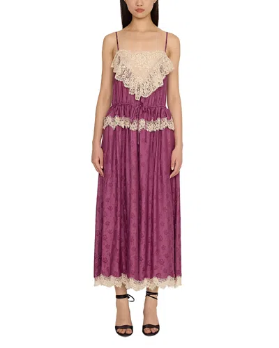 Sea Ethel Lace Trim Midi Dress In Purple