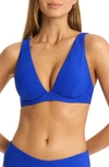 Sea Level Honeycomb Underwire Bikini Top In Cobalt