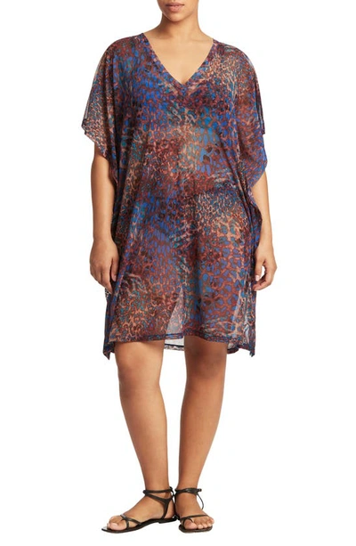 Sea Level Mesh Cover-up Caftan In Blue