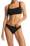 Sea Level Scalloped Square Neck Bikini Top In Black