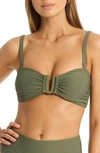 Sea Level U-bar Bandeau Bikini Top In Khaki