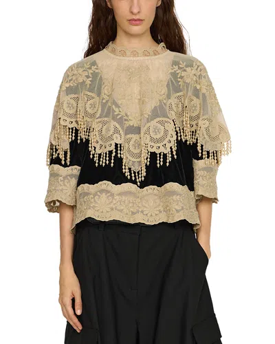 Sea Lisetta Embellished Lace Overlay Top In Multi