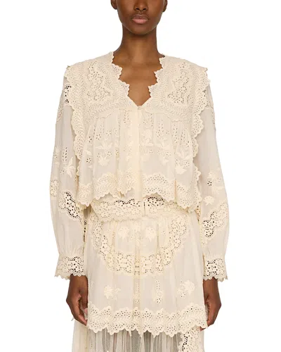Sea Lovena Cotton Embroidered Top In Neutral