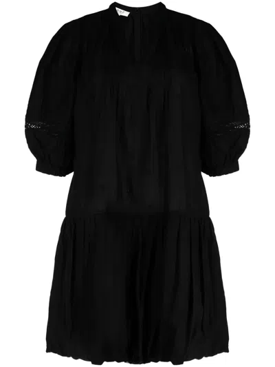Sea New York Loren Pleated Embroidered Dress In Black