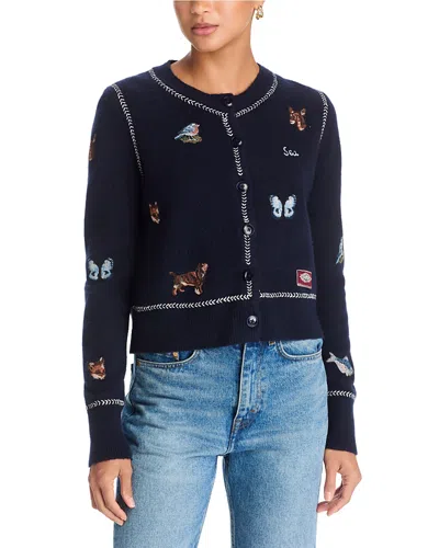 Sea Perrie Wool Blend Crewneck Cardigan In Multi