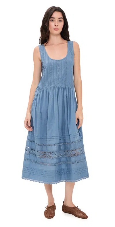 Sea Pippa Solid Tank Midi Dress Blue