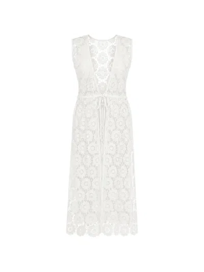 Seafolly Crochet-knit Floral-lace Cover-up In White