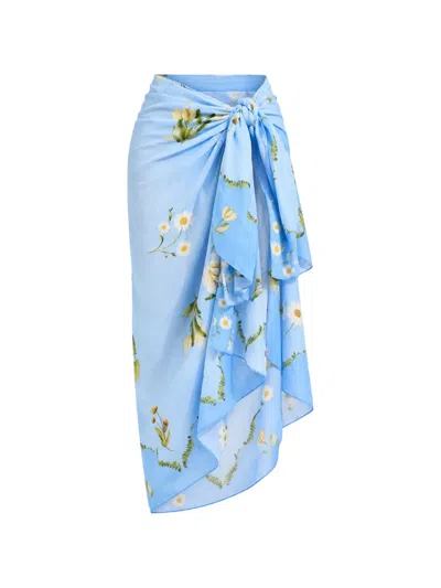 Seafolly Floral-print Wrap Sarong In Blue
