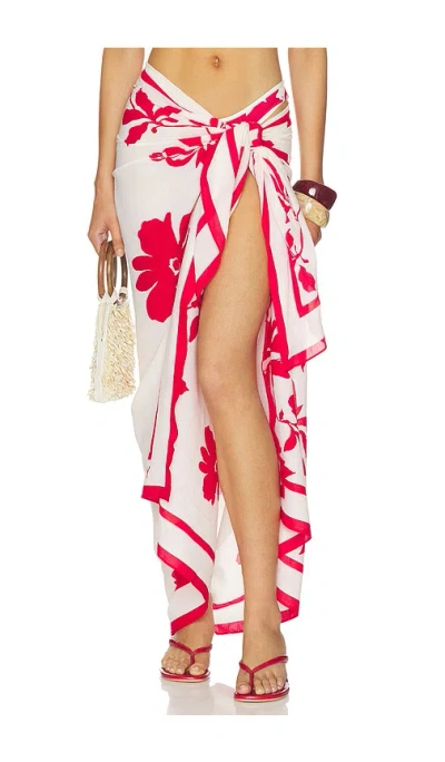 Seafolly May Flower Sarong In Ecru & Cosmo