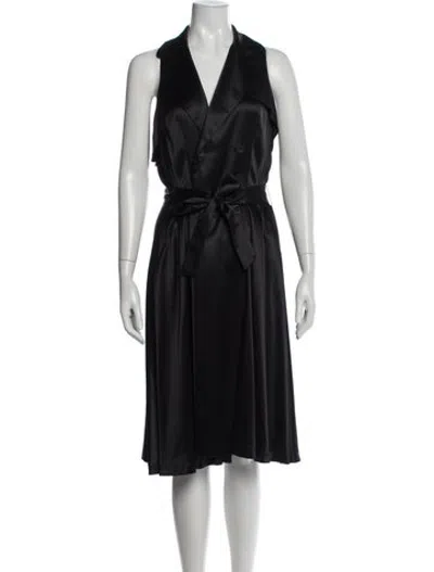 Pre-owned Searle Midi Length Dress In Black