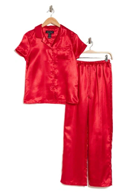Secret Lace Lux Satin Pajamas In Red