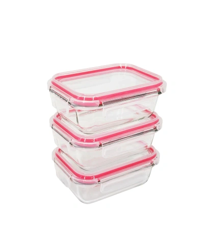 Sedona 6 Piece Rectangle Glass Storage Container Set In Hot Pink