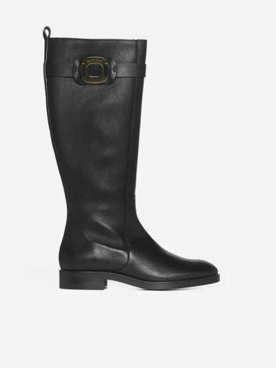 See By Chloé Channy Leather Knee-high Boots In Black