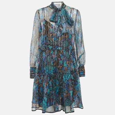 Pre-owned See By Chloé Multicolour Floral Print Chiffon Tiered Mini Dress M