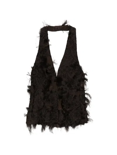 Séfr Anam Fringed Top In Brown