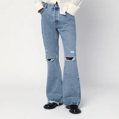 Séfr Trashed Mid Blue Denim Jeans In Light Blue