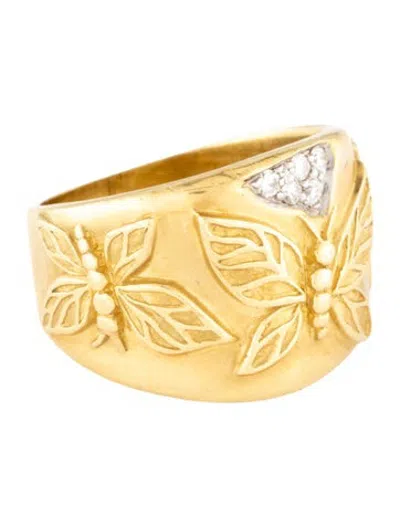 Pre-owned Seidengang 18k Diamond Butterfly Ring In Multicolor