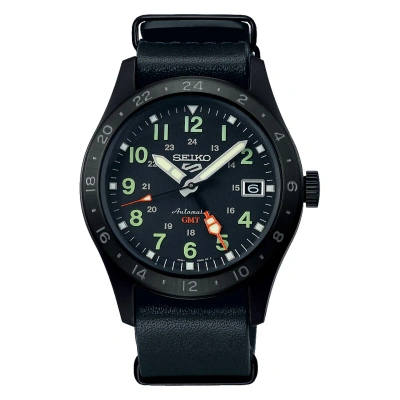 Pre-owned Seiko 5 Sports Ssk025k1 Automatic Gmt Black Dial Date Display 10atm Men's Watch