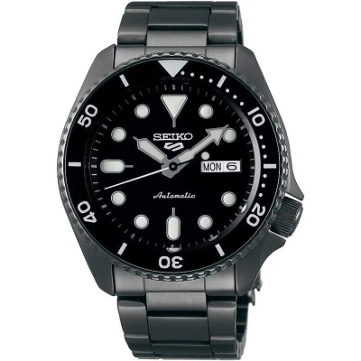 Pre-owned Seiko 5 Srpd65 Black All Stainless Steel Black Dial Daydate Automatic Watch $375