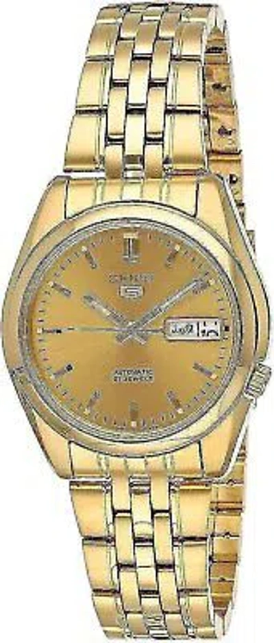 Pre-owned Seiko Men's Snk366k 5 Automatic Gold Dial Gold-tone Stainless Steel Watch