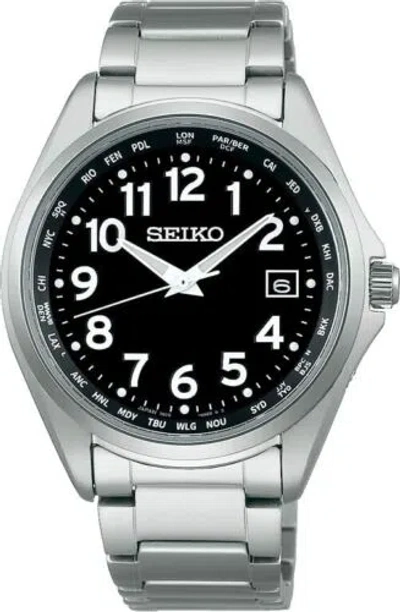 Pre-owned Seiko Selection Sbtm329 Black Dial Titanium Solar Atomic Radio Men Watch In Box