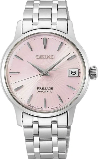 Pre-owned Seiko Women's Presage Automatic Pink Dial Stainless Steel Watch Srp839