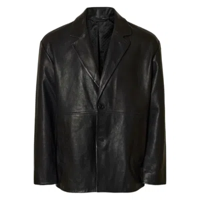Selected Homme Jacket  Grain Leather Hybrid Blazer - Black