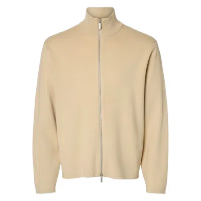 Selected Homme Jacket Zip  Teller Relaxed Zip Cardigan - Oatmeal In Neutral