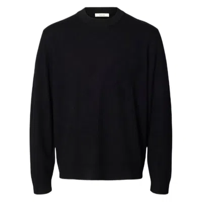 Selected Homme Sweater  Merino Brushed Relaxed Crew - Black