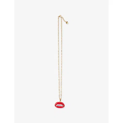 Seletti Womens  Wears Toiletpaper 'shit' Mouth Pendant 18ct Yellow Gold-plated Stainless-steel Neckla In Multi