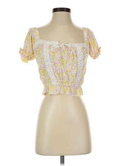 Pre-owned Self Esteem Short Sleeve Blouse In Yellow
