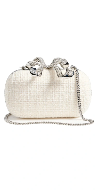 Self-portrait Cream Boucle Bow Clutch Beige