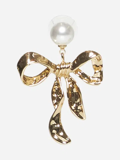 Self-portrait Gold Mottled Bow Earrings