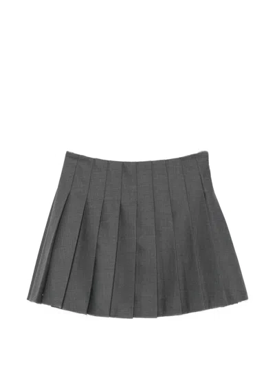 Self-portrait A-line Mini Skirt With Styled Zip Closure - Size 6 In Grigio
